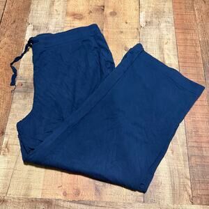 Lake Women's Blue Capri Pajama Pants Sz L Comfort Cozy Lounge Elastic Waist